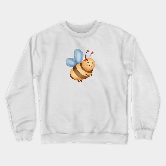 Cute Bee With Flower Crewneck Sweatshirt by EL-Lebedenko